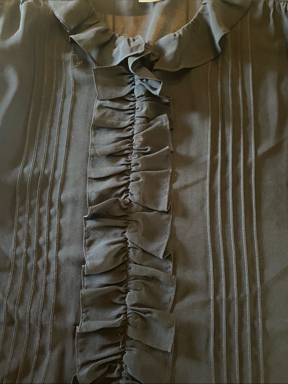 CAbi Black Ruffle-Front Blouse NWOT - Picture 3 of 5